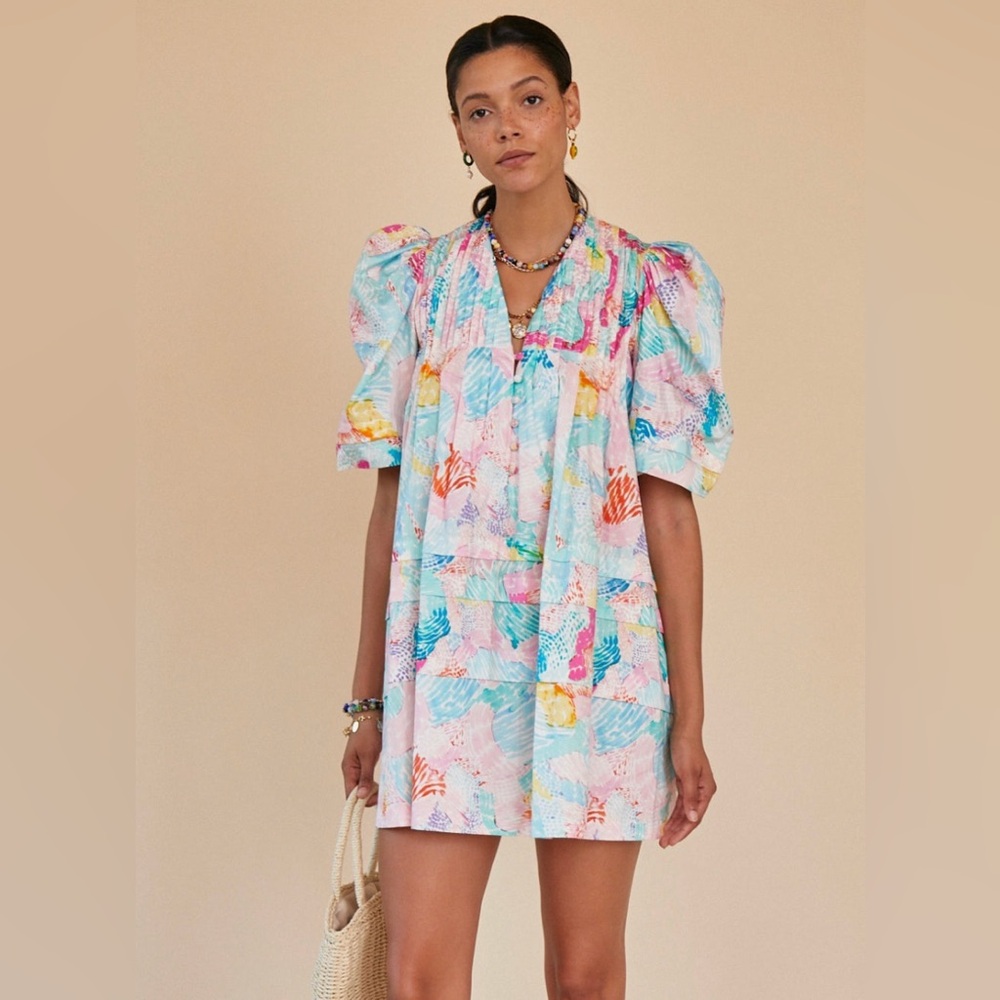 Hunter Bell Jenkins Dress in the Painterly Rainbow print size small